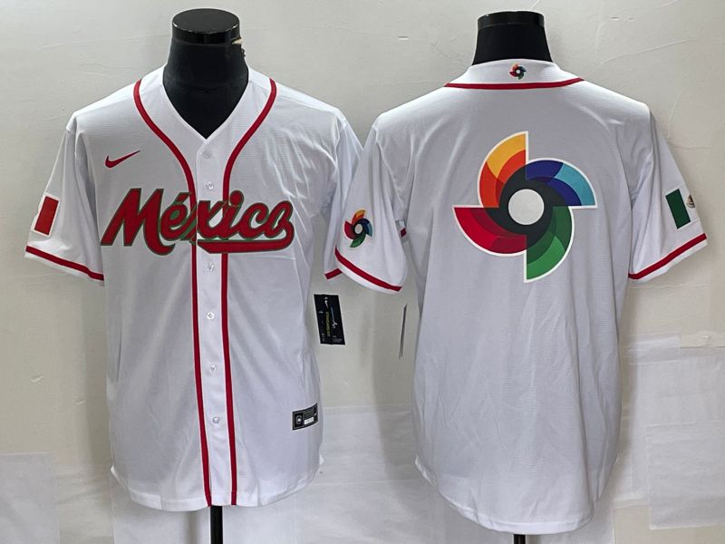 Men 2023 World Cub Mexico Blank White Nike MLB Jersey2